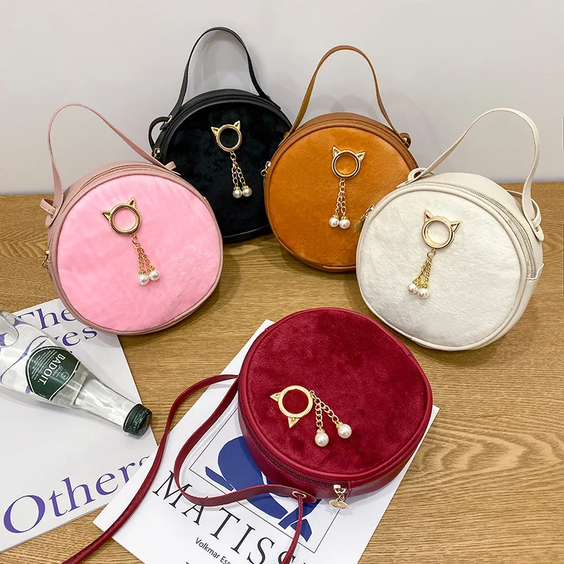

HOT Circular Bag Designer Women's Shoulder Bag Leather Crossbody Messenger Bags Ladies Purse Female Small Round Bolsa Handbag