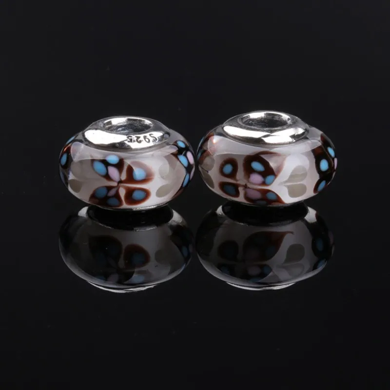 

925 Sterling Silver Exquisite Butterfly Peacock Glass Beads Charm Fit Original Pan Bracelet Necklace Diy Jewelry