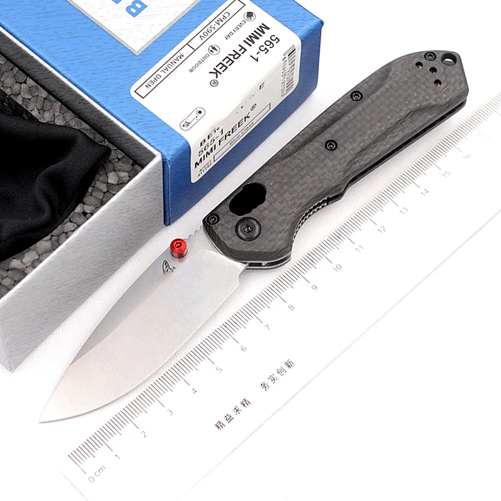

JUFULE New 565-1 Mini AXIS Freek 3" Mark S90V Blade Carbon Fiber Handles Outdoor Camping Hunting Pocket EDC Tool Folding Knife