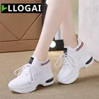 Кроссовки женские LLOGAI, из искусственной кожи, на шнуровке, для лета и осени