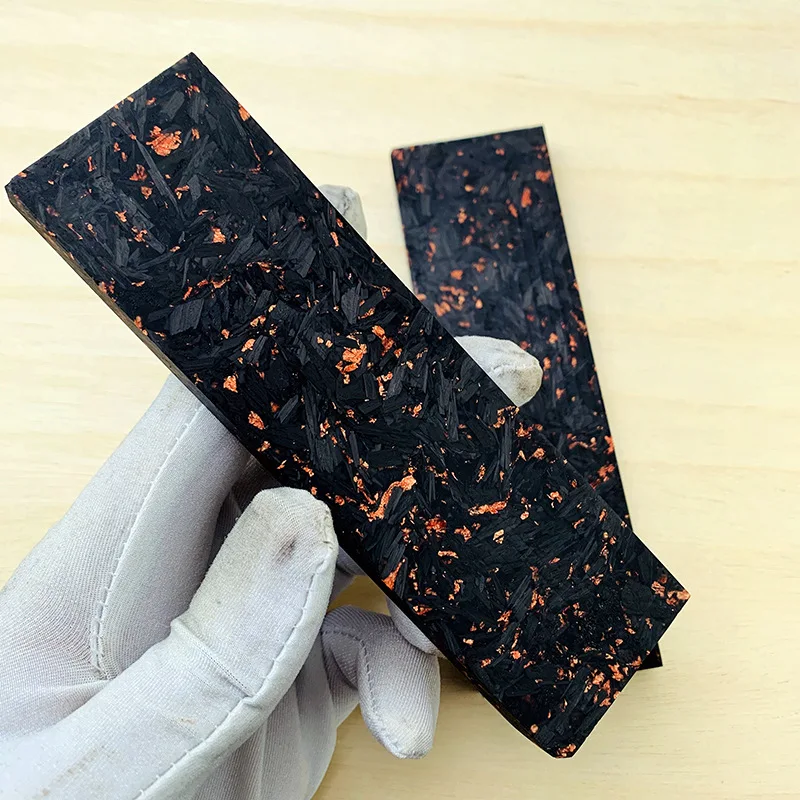 

Carbon Fiber Black Marbled Material Gold Copper Foil Powder Compression Patch Plate for DIY Knife Handle