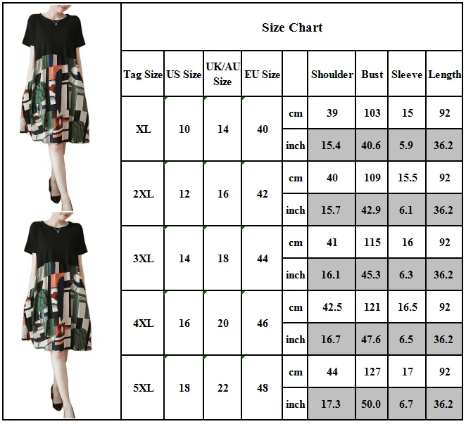 

Women Ladies Round Neck Long Sleeve Dress Printed Baggy Dresses Plus Size UK
