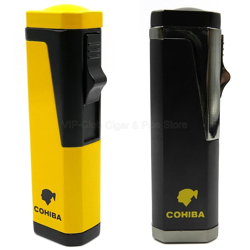 Cohiba Металл 3 фонарь Jet пламя сигарета зажигалка многоразового использования с удар гаджет инструмент для курения на открытом воздухе