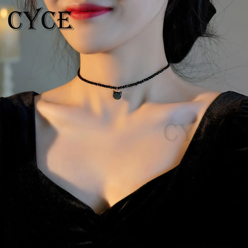

CYCE Women Natural Silver Silk Shell Cat Head Pendant Necklaces Adjustable Crystal Chokers Clavicle Necklace Jewelry Accessories