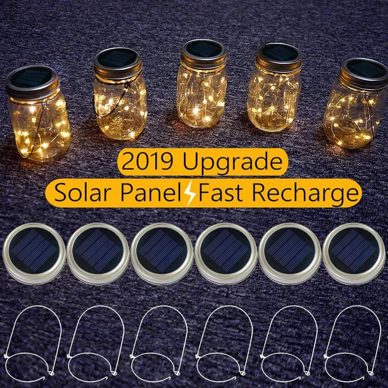 Solar Mason Jar Lid Lights 6 Pack 20 Led String Fairy Star Firefly Lids Hangers Included(Jars Not Included) Patio | Игрушки и хобби