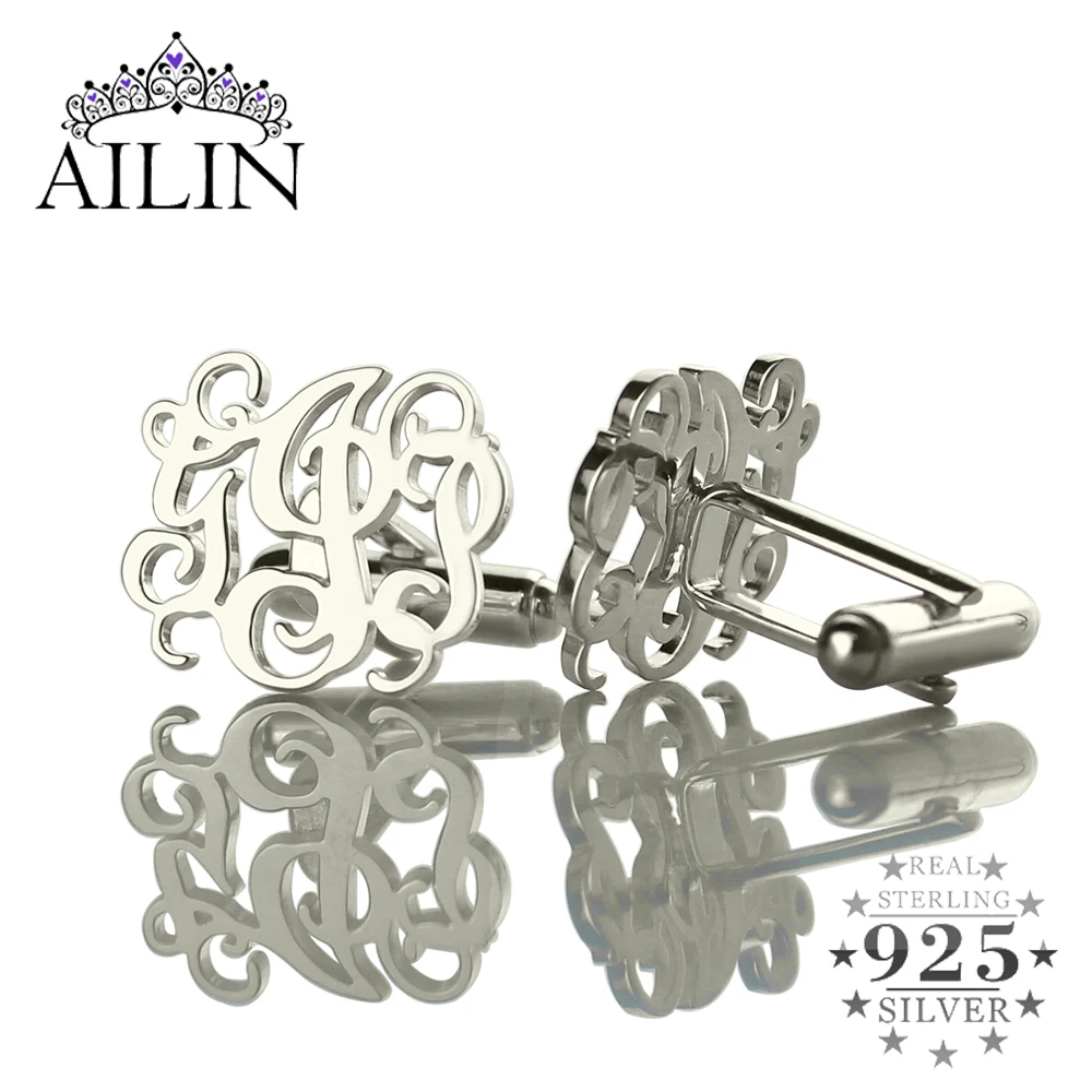 

Запонки AILIN мужские свадебные из серебра 925 пробы с 3 буквами