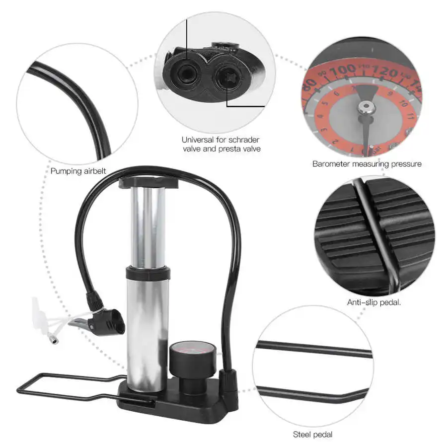 Велосипед Педальный насос мини переносной прочная Педаль тип надувной барометр