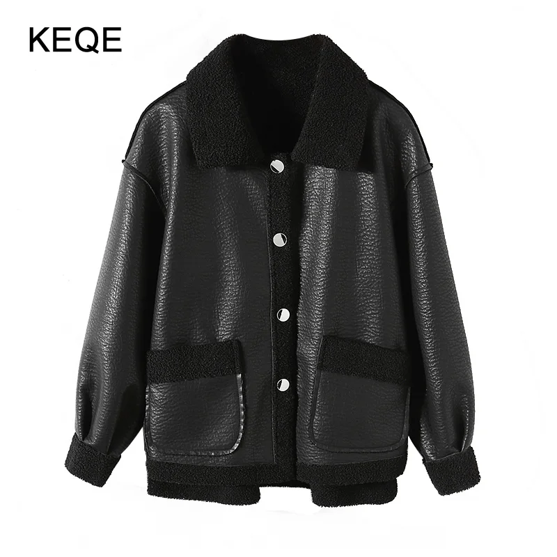

Women's Autumn/Winter Leather Jacket Women Plus Size Reversible Leather Jackets Ladies Warm Suede Leather Jacket Coat BW064