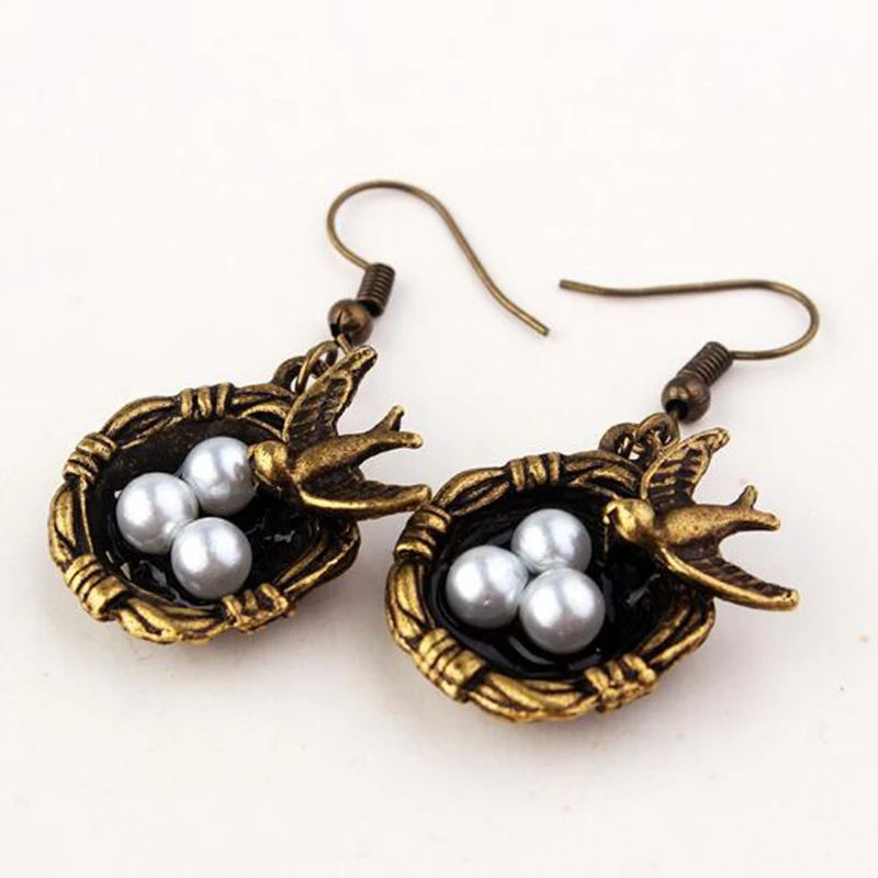 Симпатичные бронзовые украшения в виде птицы стиле стимпанк висячие серьги и