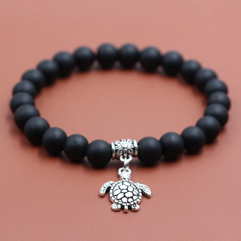 8 мм матовый стеклянный браслет из бисера Черепаховые амулеты для женщин и мужчин