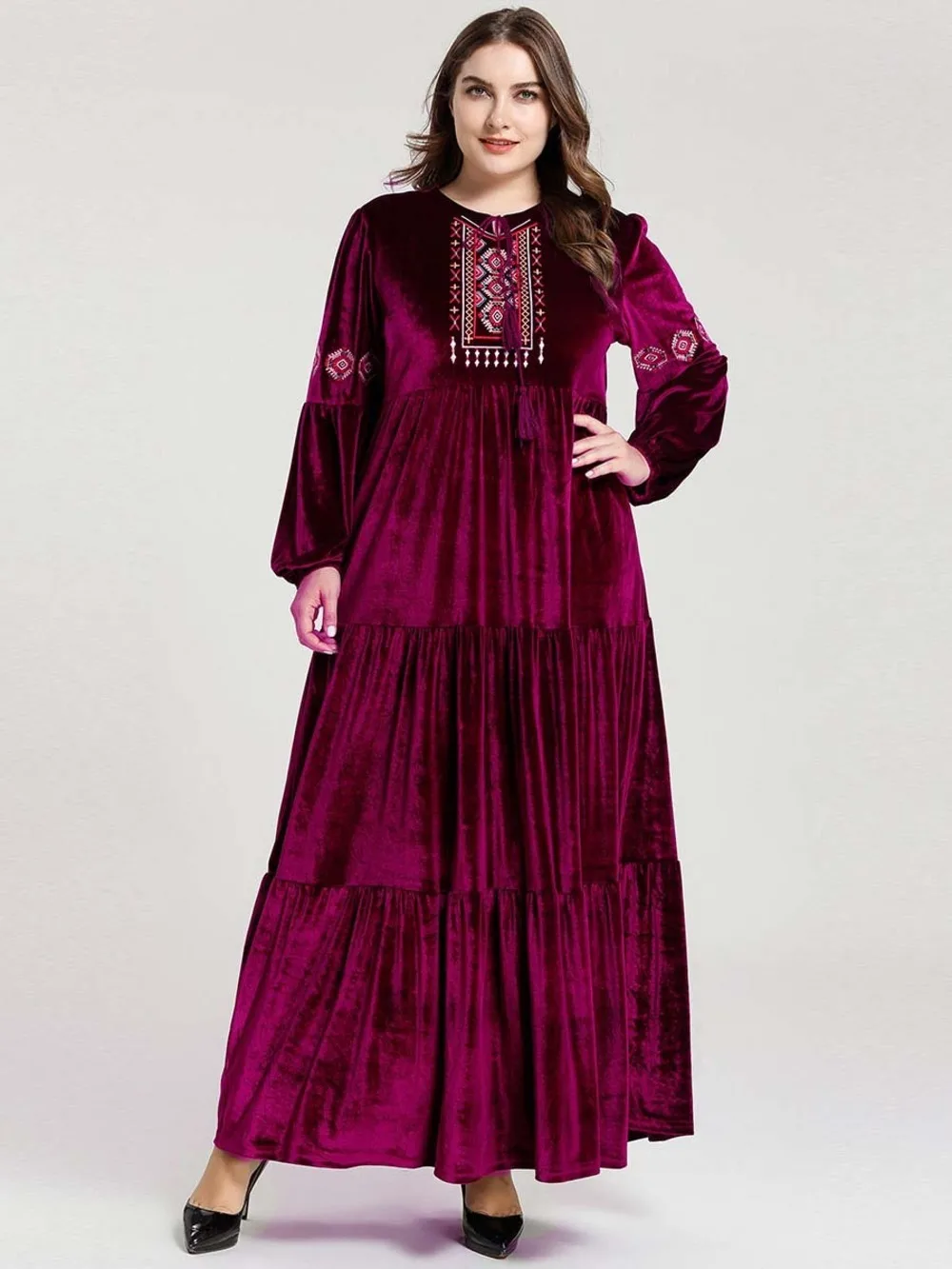 Горячая Вышивка Дубай Abaya Dresss женское длинное мусульманское платье для