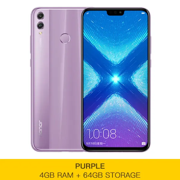 4G 64G Purple Honor 8X8 X, смартфон Kirin 710, 4 Гб, 6 ГБ ОЗУ, 64 Гб ПЗУ, 6,5 дюймов, Восьмиядерный экран, отпечаток пальца, ID, 3750 мА/ч, задний, 20 МП - Цвет: 4G 64G Purple