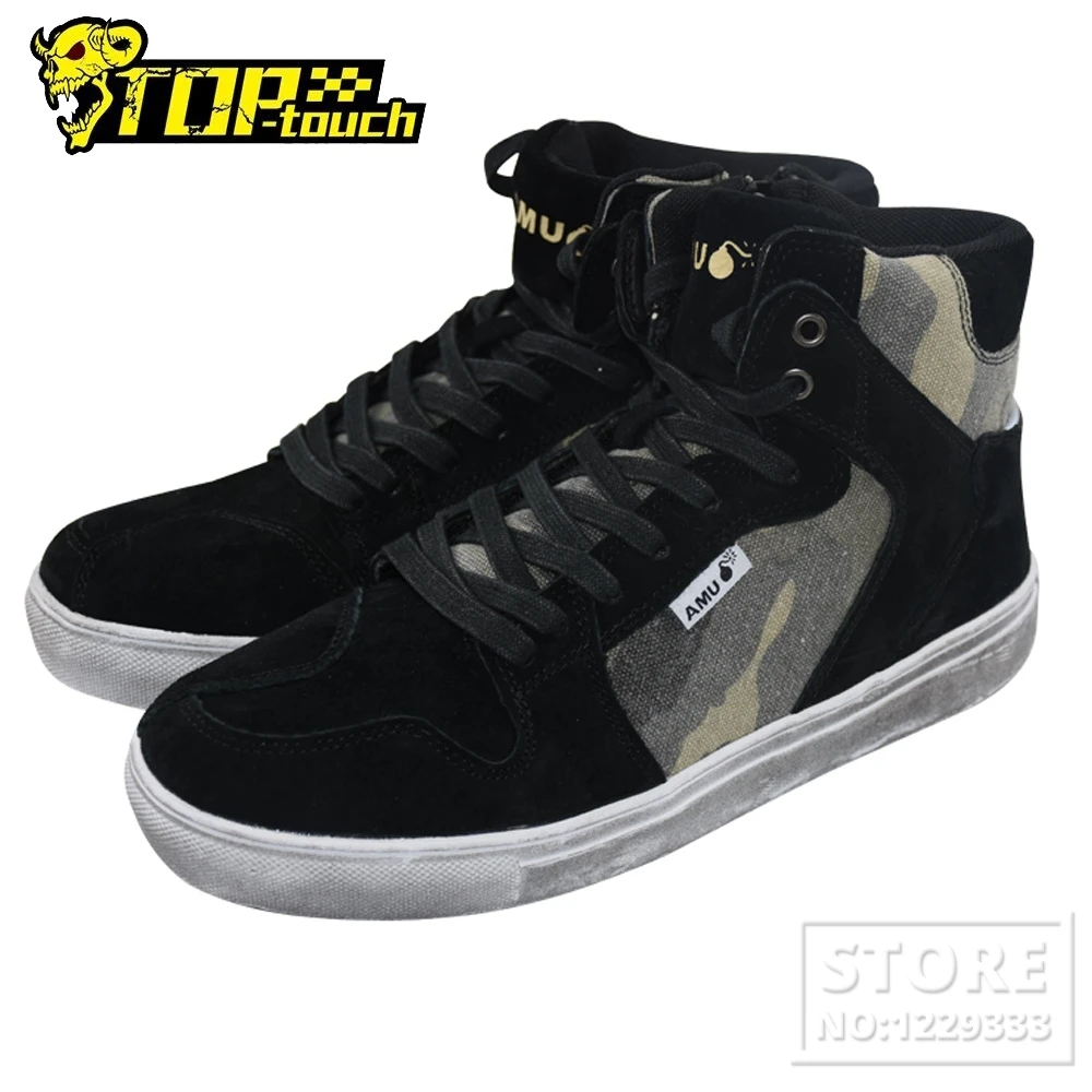 

AMU Men's Motorcycle Boots Anti-Fall Motocross Shoes Non-Slip Racing Riding Shoes Breathable Leisure Casual Boot Spring Summer