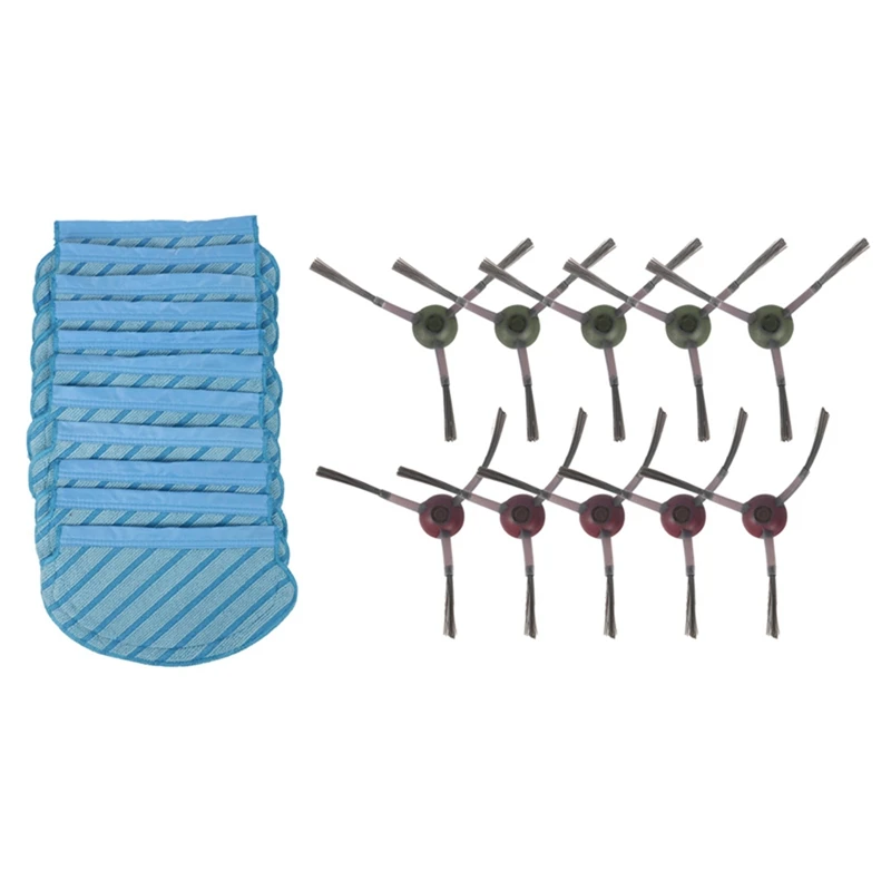 

10Pcs Side Brush with 12Pcs Mop Cloth Pads Set for Ecovacs Deebot Ozmo 920 950 Vacuum Cleaner Parts