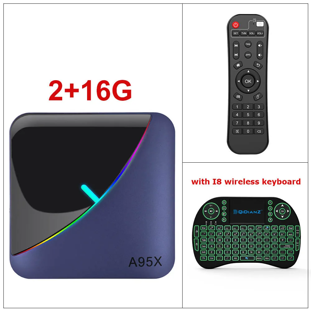 2G16G add I8 A95X F3 Amlogic S905X3 RGB светильник ТВ приставка Android 9,0 8K 60fps Wifi медиаплеер A95XF3 - Цвет: 2G16G add I8