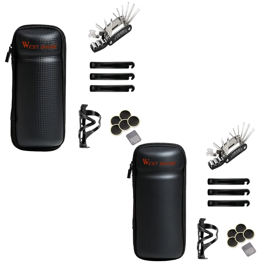 

Bike Tool Kit 16 in 1 Multi-Function Bike Repair Tool Bike Maintenance Kit with Tyre Levers Patches Screw Wrench, Storage Bag