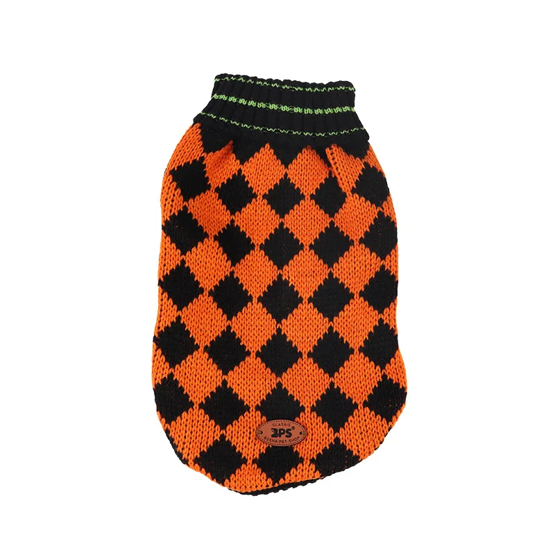 

2021 NEW Pet thermal clothing small and medium sized cat and dog autumn and winter Plush knitted Plaid four legged clothing