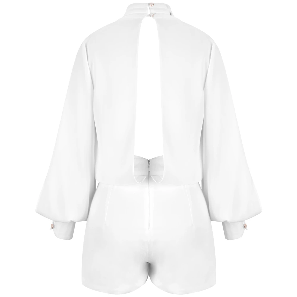 Ocstrade белый V шеи с длинным рукавом мини вырез Bodycon Комбинезоны HI1056-White