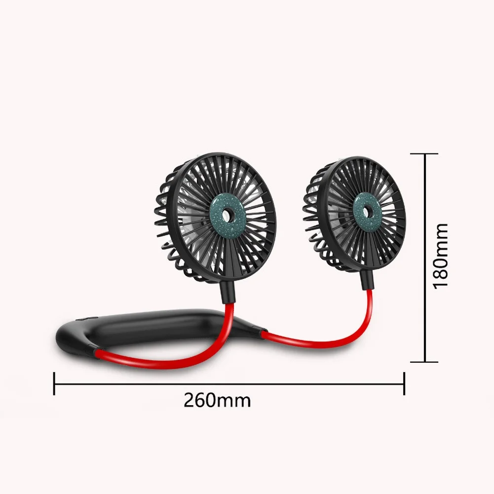 

Summer Hands-free Neck Band Hands-Free Hanging Portable Mini Flexible USB Rechargeable Hanging Neck Sports Cooling Spray Fan