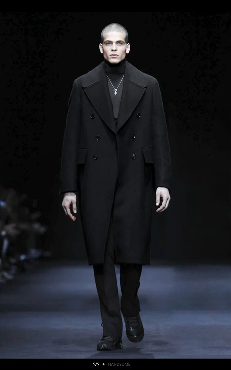 Шерстяное мужское пальто высококачественное верблюжьего цвета с красивым