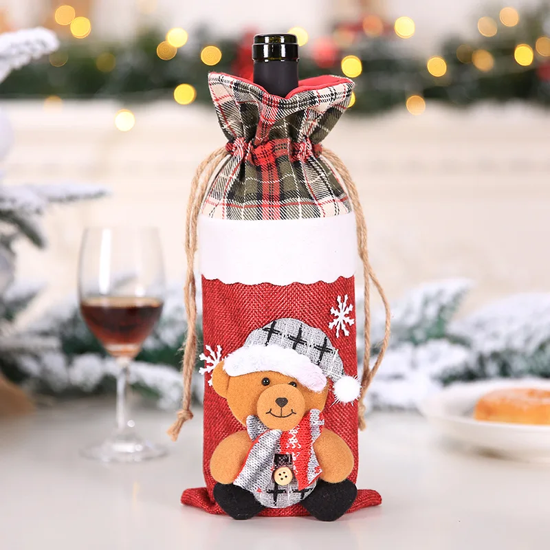 Год подарок Санта Клаус винная бутылка пылезащитный чехол Xmas Noel рождественские украшения для дома Navidad декор для обеденного стола