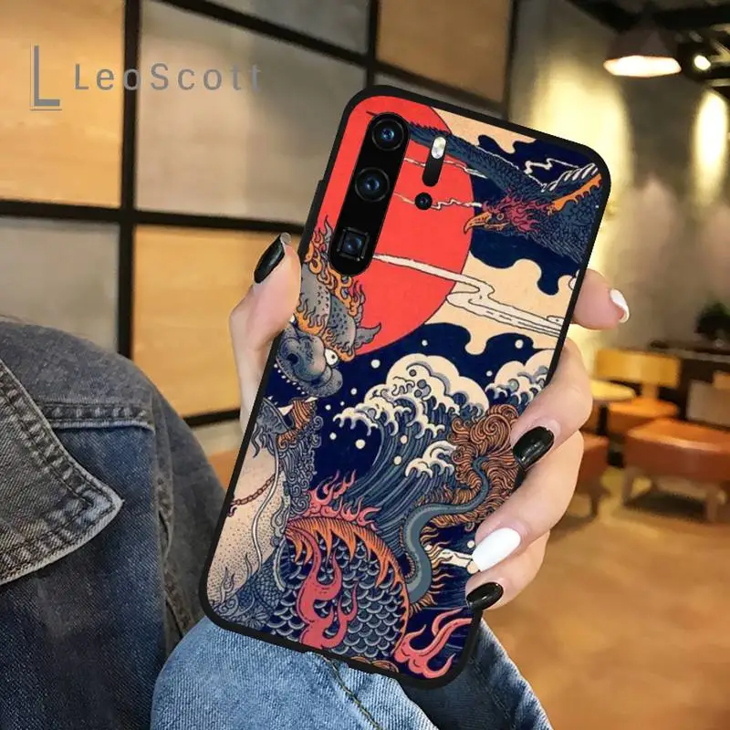 

Japanese Style Art Phone Case For Huawei P 20 30 40 lite pro smart 2019 honor 10 i lite 8x nova 5t mate 20 pro funda