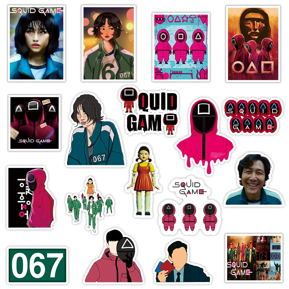 

50pcs Korean TV Play Squid Game Graffiti Sticker Laptop Decals Aesthetic Toys For Kids Girls Helmet Cute Car Skateboard Stickers