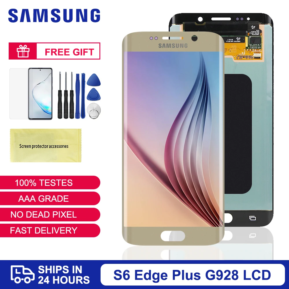 Оригинальный супер AMOLED дисплей для Samsung S6 edge plus ЖК-дисплей G928 G928F сенсорный экран