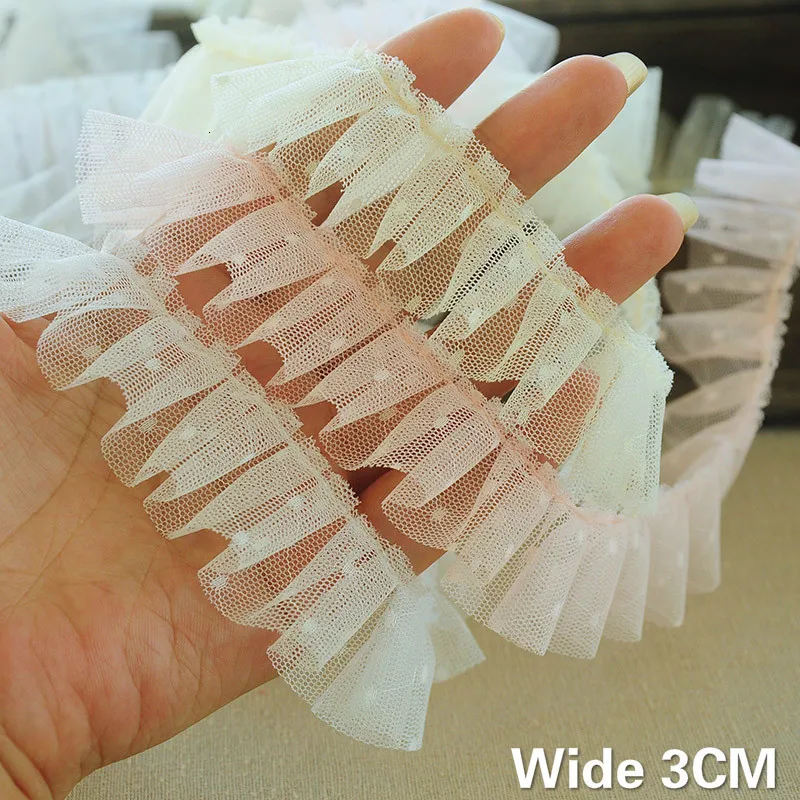 Роскошный Тюль 3 см в ширину 3d плиссированный горошек кружевной тканевый