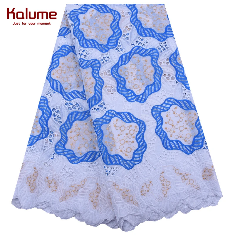 Kalume Fashion Embroidery African Dry Lace Fabric Peach Nigerian Cotton Swiss Voile Material With Stones For Dress F1966 | Дом и сад