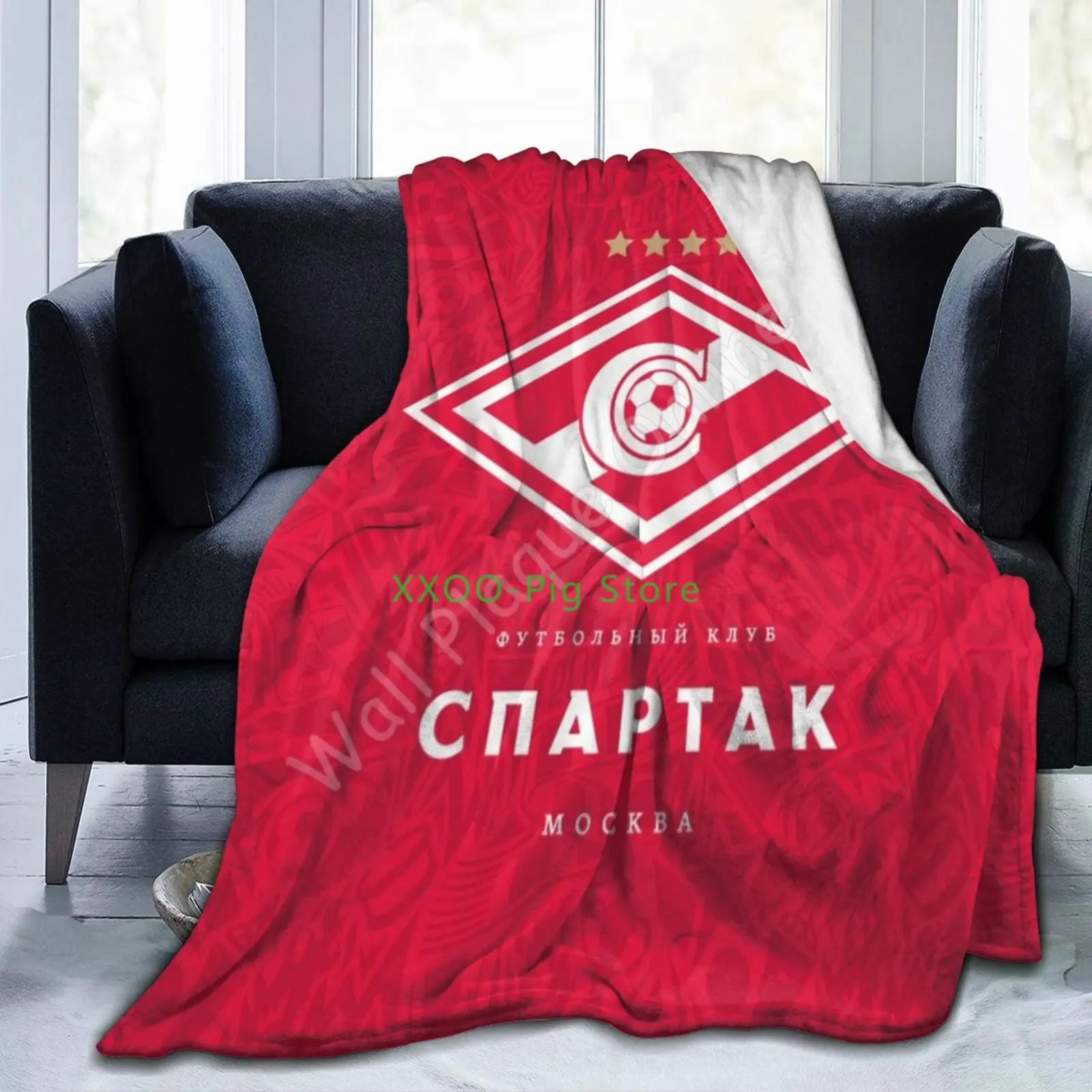 

A FC Spartak Moscow Club Logo Customized Blanket Plush Flannel Decoration Bed Home Throw Sofa Blankets Bedspread for Kids Adults