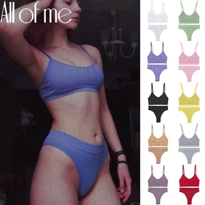 Комплект женского нижнего белья, бюстгальтер в рубчик, эластичное нижнее белье