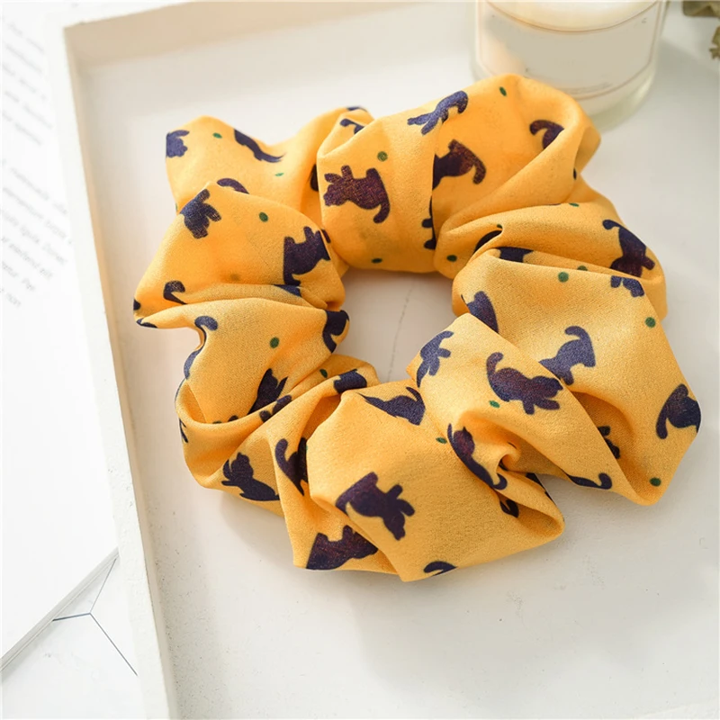 Резинки для волос мягкие эластичные с рисунком кошки и цветочным принтом| |