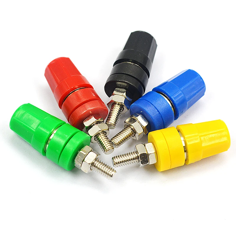 

5pcs m4x36 pure copper terminal 4mm banana Jack Socket 20A binding post Banana plug connector M4*36 Black red blue green yellow