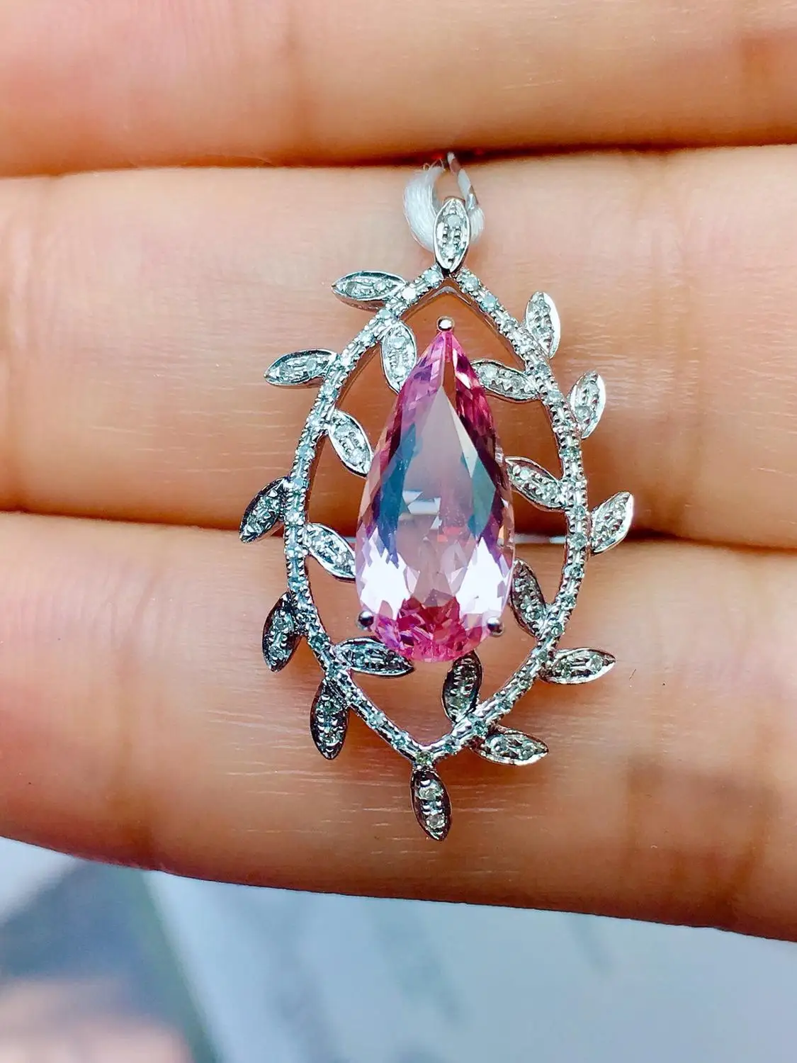 Настоящие хорошие драгоценности чистый 18 K Белый Золотой ювелирный AU750 100%