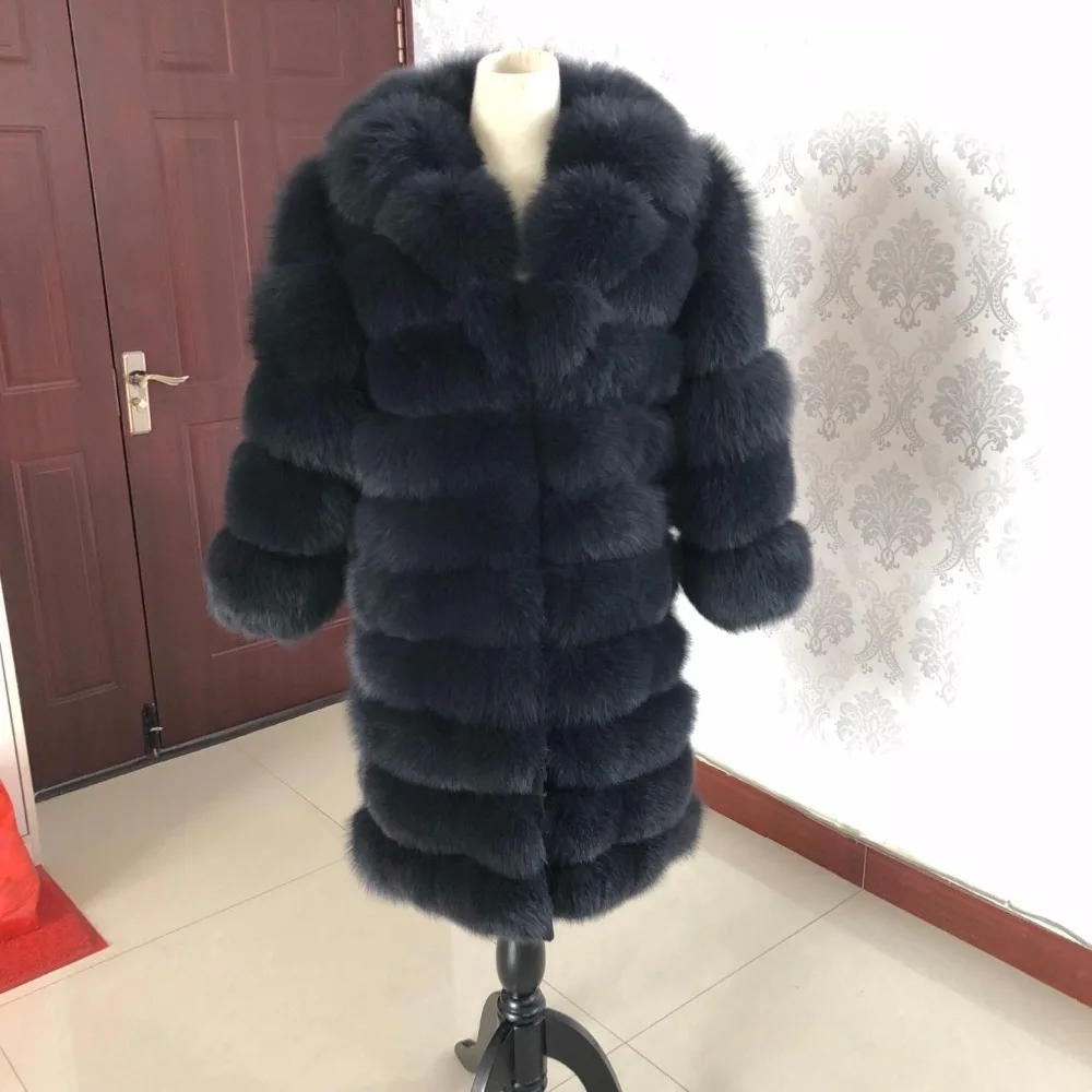 

Pop brand fox fur coat fashion lady warm natural fox fur coat big fox fur collar coat detachable