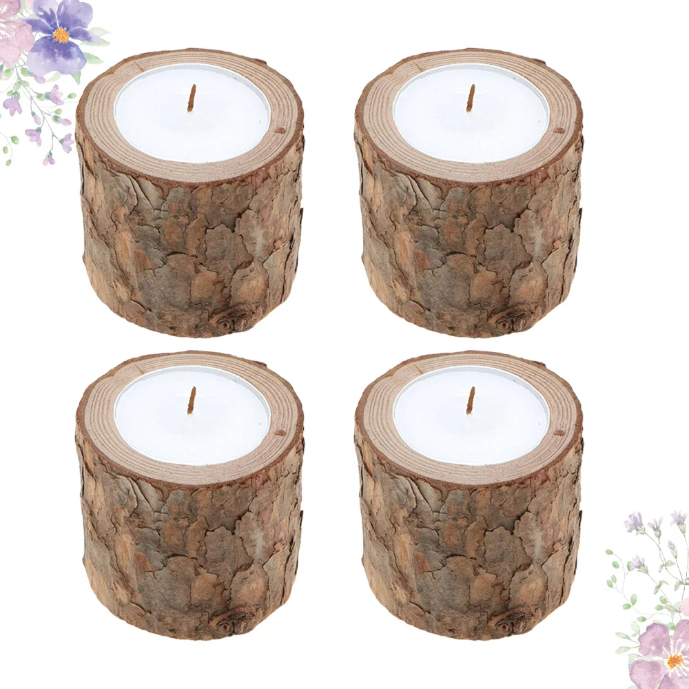 4 шт. деревянный подсвечник из сосны креативный для чая светильник подсвечники