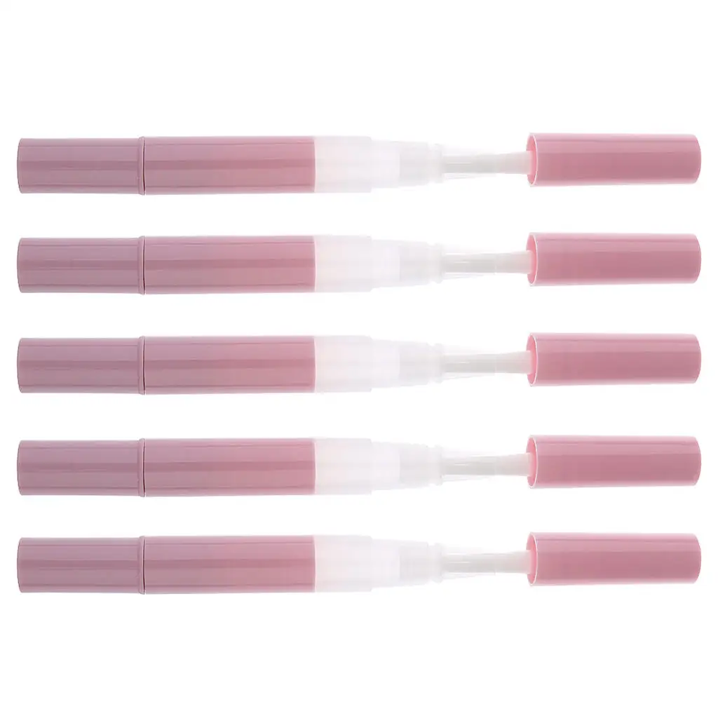 

5 Pieces 3ml Travel Empty Pen Cosmetic Container Tube Nail Tool Pink - Pink, as described