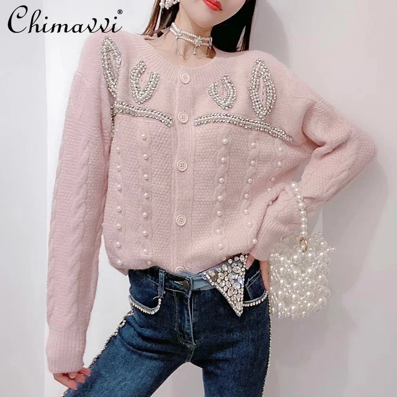 

Женский свитер в Корейском стиле, новинка, кардиган, пальто, женская мода на осень и зиму, свободный облегающий элегантный трикотажный топ с ...