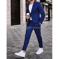 2022 blue black notch lapel men suits prom terno masculino slim fit groom costume homme blazer pants for wedding 2 pieces