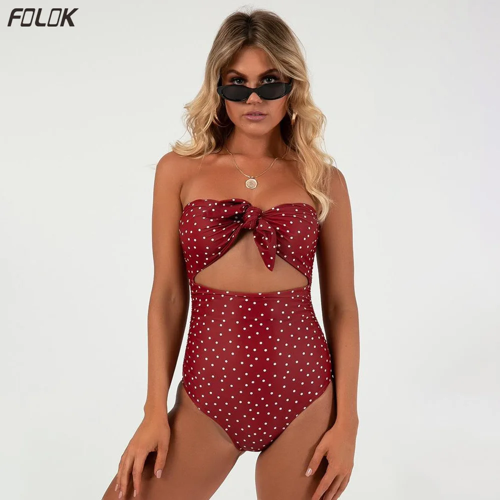 Слитный купальник 2021One для женщин пляжная одежда монокини в горошек пуш-ап