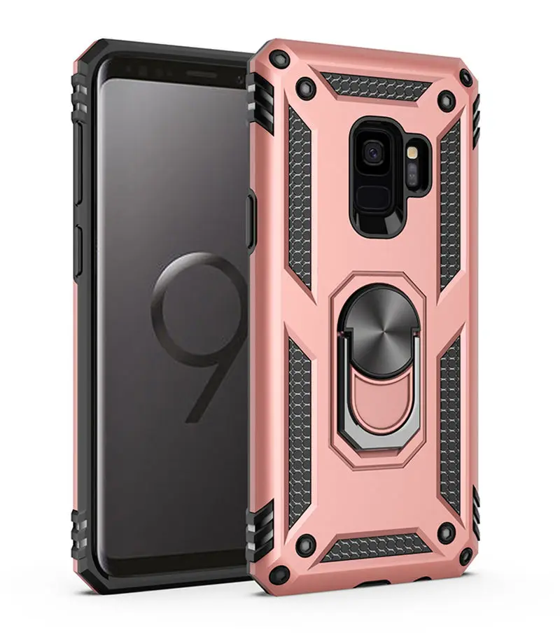 Pink Противоударный чехол для samsung Galaxy S9 S8 S10 Plus Note 9 8 A50 A70 A40 Note8 с подставкой-держателем в виде кольца крышка samsung S9Plus чехол S10Plus - Цвет: Pink