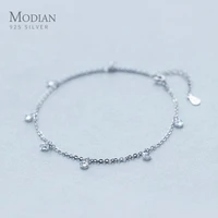 modian shining zircon anklet authentic 925 sterling silver fashion barefoot original chain bracelet for women fine jewelry
