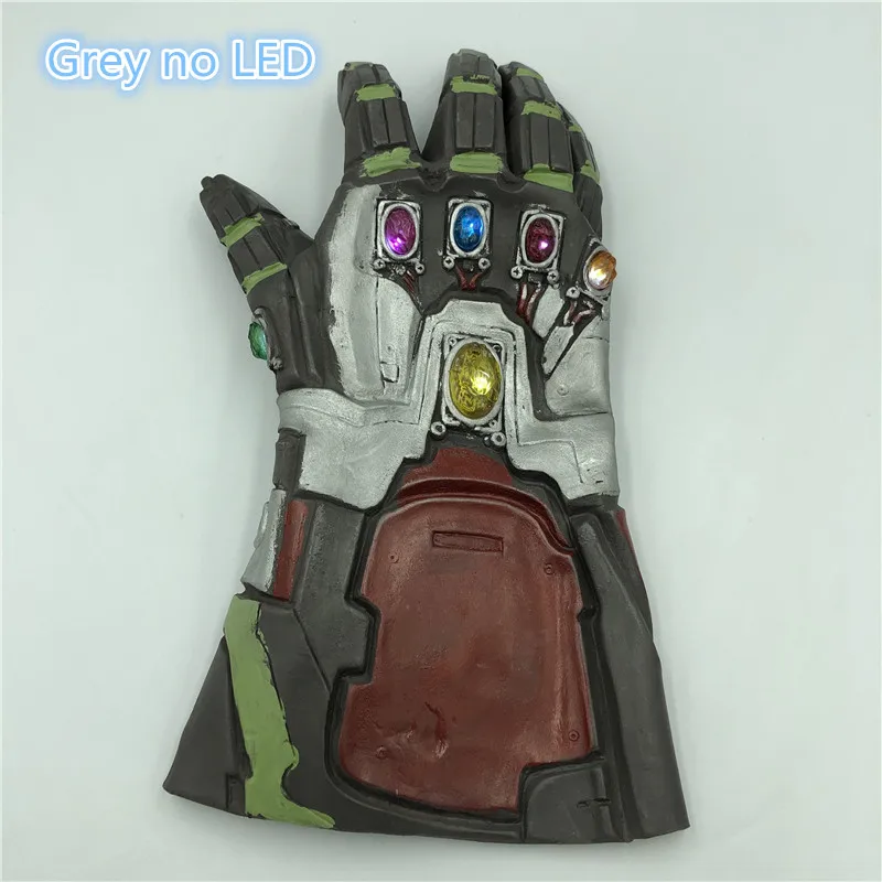 Grey no led 1: 1 светодиодный светильник Thanos Gauntlet Военные перчатки косплей Хэллоуин костюм реквизит Endgame 4 Quantum - Цвет: Grey no led