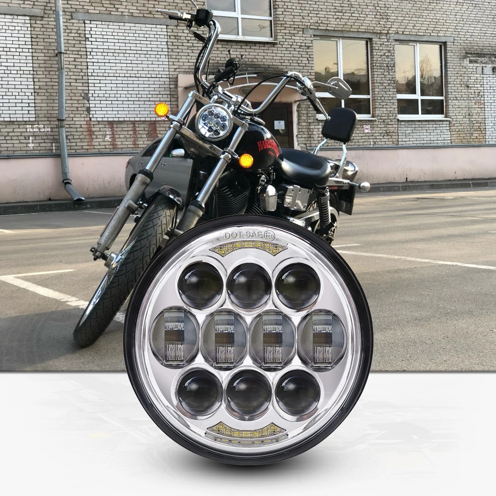 

5-3/4 5.75 Motor LED Headlight DRL for Motorcycle Headlamp Projector Driving Light 5 3/4 " For Harley Headlight