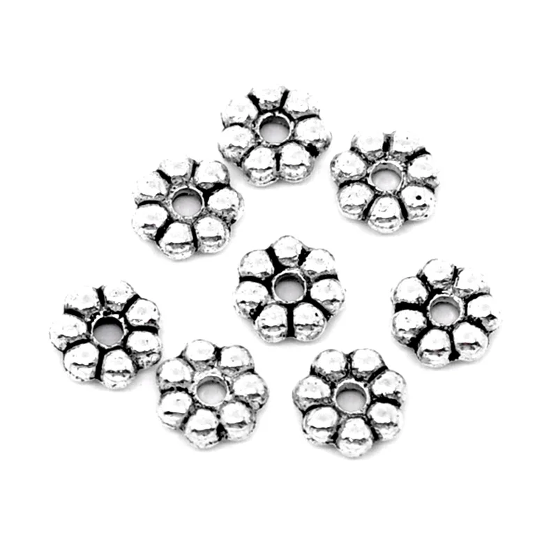 Бусины разделители в форме цветка сливы из цинкового сплава 200 шт. 6х2 мм для