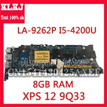 KLKJ LA-9262P Motherboard For DELL XPS 12 9Q33 Motherboard VAZA0 LA-9262P REV:1.0 Motherboard  I5-4200U 8GB RAM Test 100%