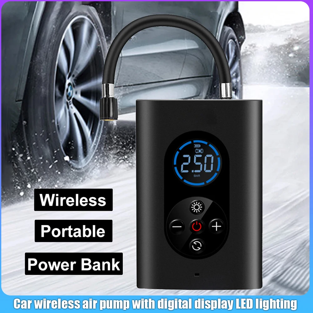 

Portable Car Air Compressor Wireless Tire Inflator Air Pump 150PSI Auto Air Pump For Car Motorcycle Balls LED Light Tire Pump