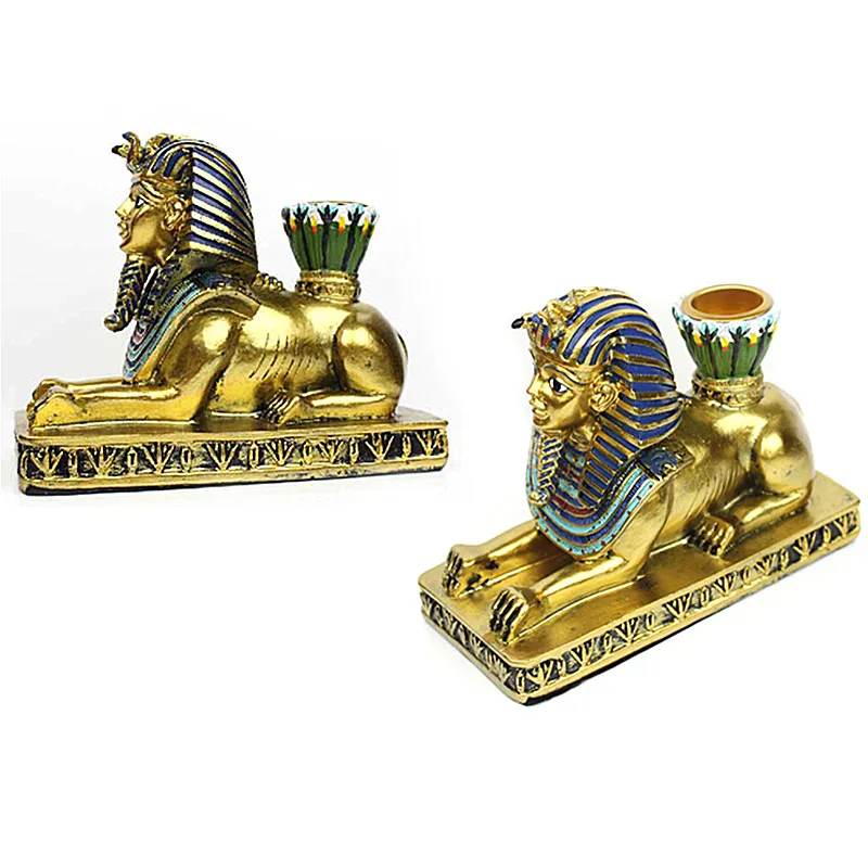

European-style Egyptian Fashion Creative Home Decoration Resin Candlestick Set Small Table Retro Decoration A485