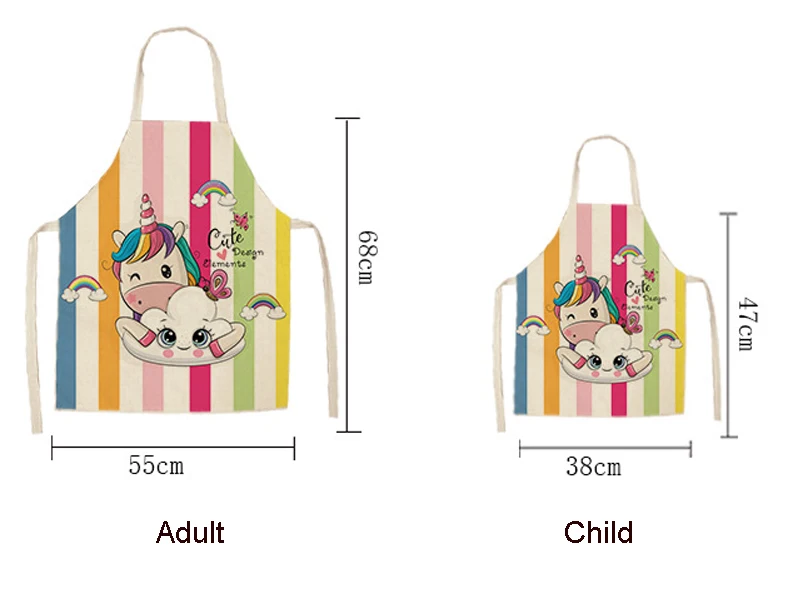 Unicorn Kitchen Apron Cartoon Parent-child Sleeveless Cotton Linen Aprons for Adult Home Cleaning Tools Bibs | Дом и сад